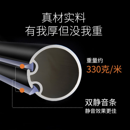鑫盛园罗马杆窗帘杆单杆双杆双层一整套全顶装轨道杆子铝合金加厚 - 图0