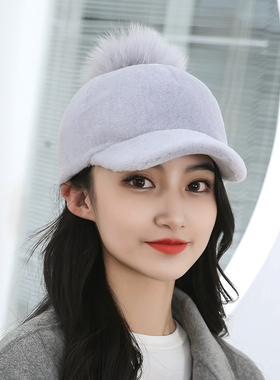 网红鸭舌帽羊羔绒冬季日系女