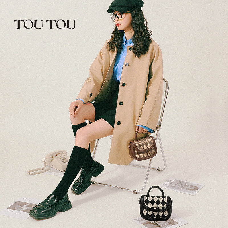 toutou2023春季新款小众感菱格包包 toutou女士包袋