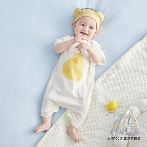 婴儿连体衣短袖哈衣爬服夏季薄款超萌可爱外出服夏装一岁宝宝衣服 - 图3