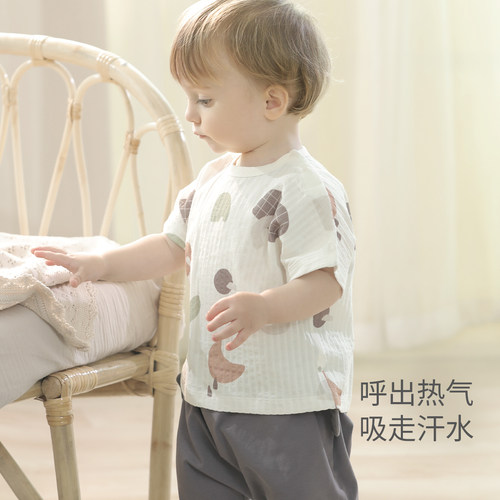 男童T恤短袖夏季薄款儿童上衣女童体恤纯棉夏装幼儿夏天宝宝衣服 - 图1