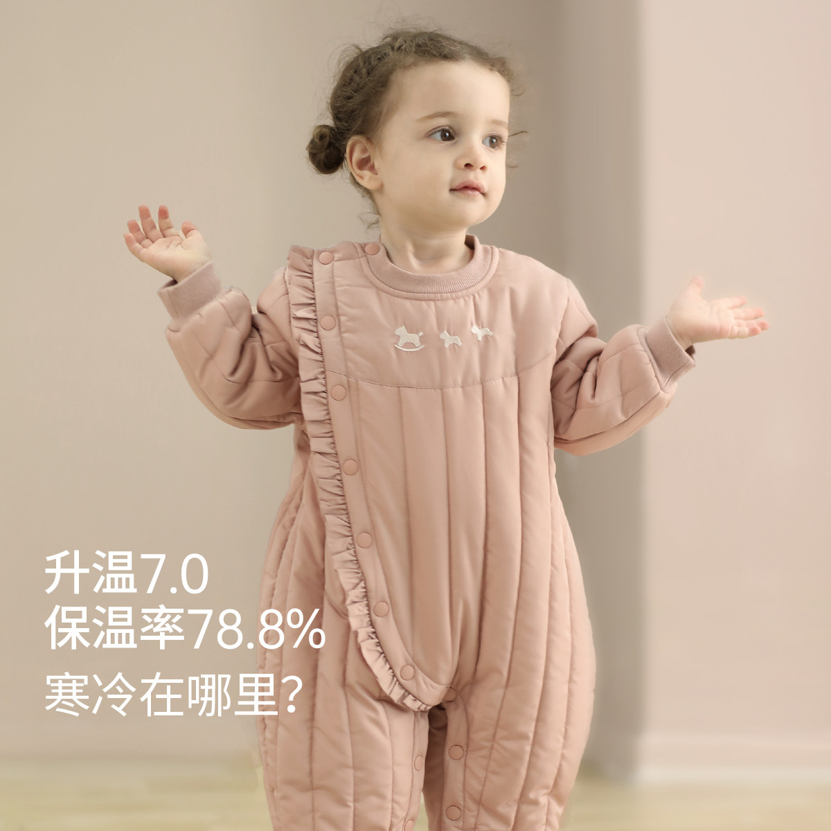 女宝宝棉服秋冬新生儿保暖夹棉连体衣加厚冬季小月龄婴儿外出棉衣,淘宝优惠券,粉丝福利购,淘宝优惠卷