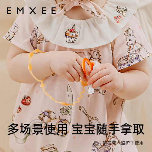 嫚熙安抚奶嘴防掉链婴儿牙胶防掉链硅胶玩具挂绳宝宝磨牙棒防丢链-图3