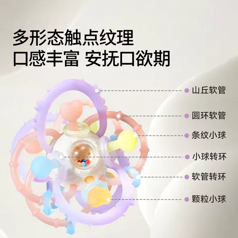 嫚熙曼哈顿手抓球牙胶婴幼儿防吃手神器咬胶小月龄宝宝可磨牙玩具 图片 4
