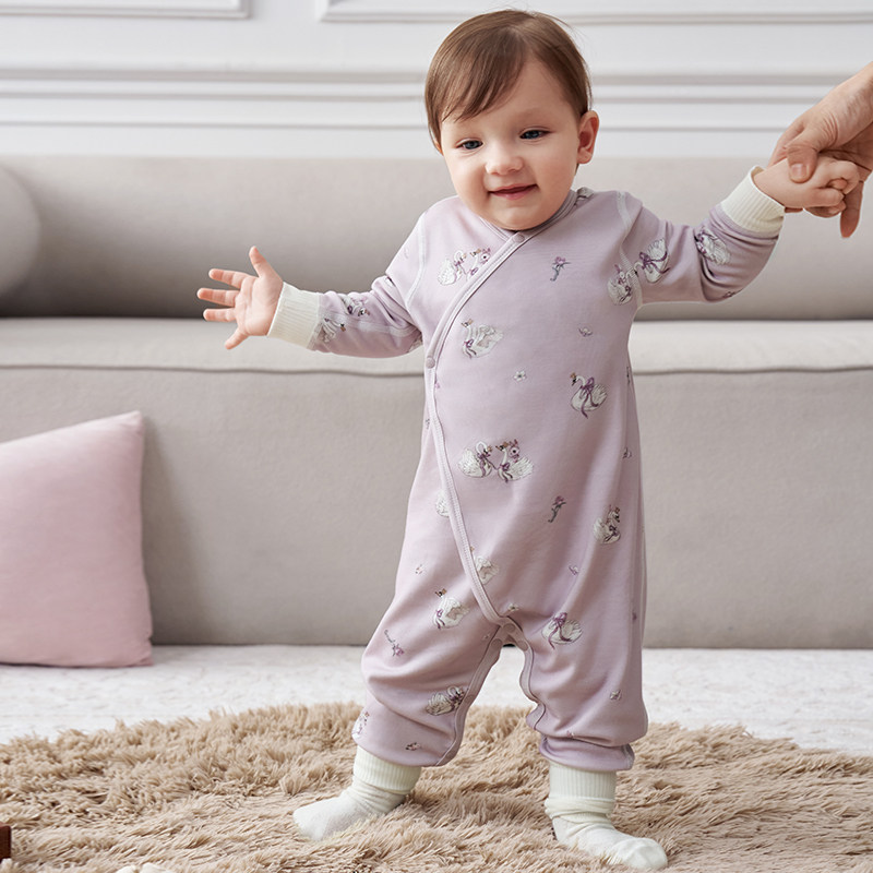 嫚熙羊毛超暖皮婴儿连体衣宝宝保暖衣服早秋冬外出打底哈衣爬服