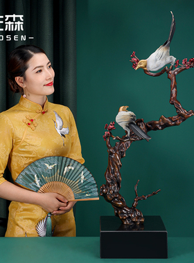 佐森摆件双喜临门彩铜家居礼品