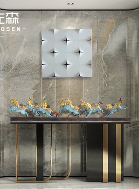 马摆件黄铜装饰品新中式客厅玄关