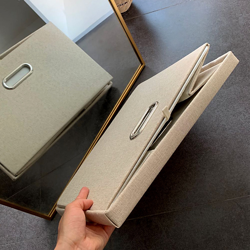 Foldable solid color fabric metal storage box book