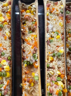野炊露营烧烤竹筒饭烤肉新鲜竹筒