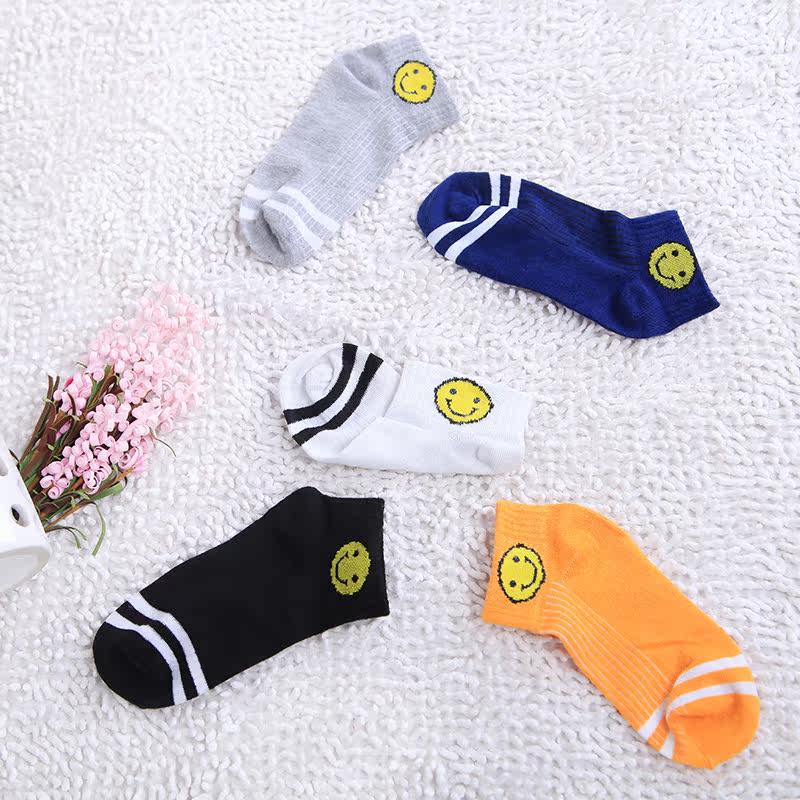 休闲防滑横条学生2020新款笑脸船袜 潮袜专坊短袜/打底袜/丝袜/美腿袜
