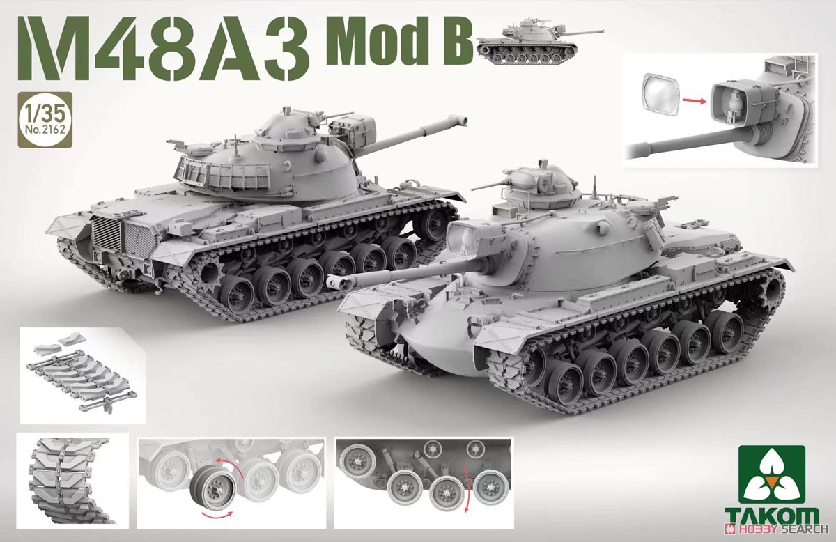 TAKOM/三花 2162 M48A3 Mod.B 巴顿 中型战车 拼装1/35 - 图0