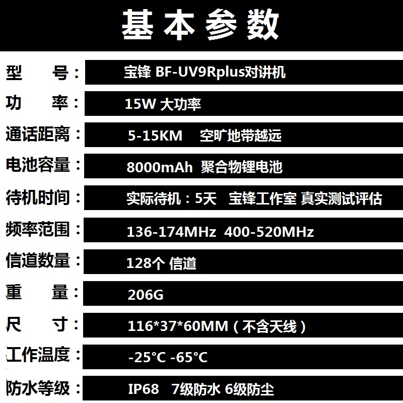 宝锋BF-UV9Rplus防水对讲机船用甚高频手持机UV-5R手台户外自驾游 - 图3