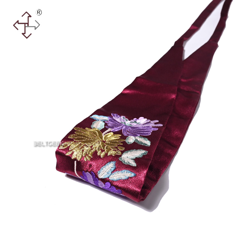 BELTGEEK复古彩色菊花刺绣女士装饰绑带腰带缎面国潮连衣裙宽腰封 - 图2
