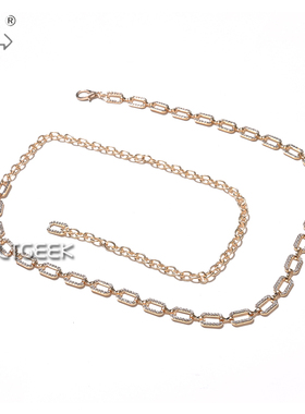 beltgeek女方环金属碎钻腰链腰带