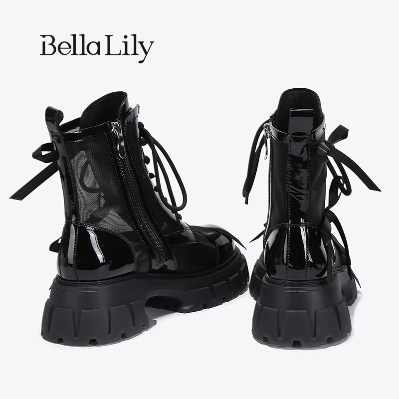 bellalily新款镂空透气网纱马丁靴 bellalily马丁靴