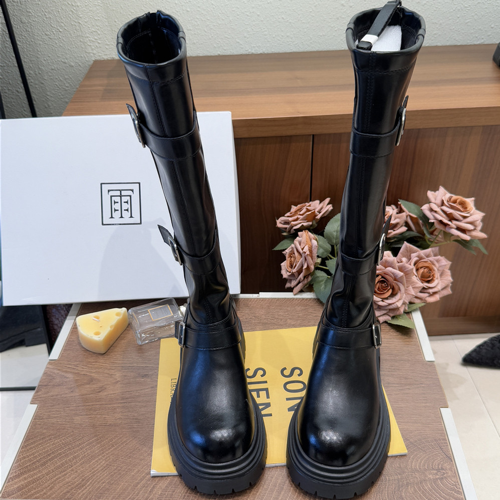 雨薇露露2025冬舒适时尚英伦风皮带扣骑士靴反绒皮粗跟长筒靴668,淘宝优惠券,粉丝福利购,淘宝优惠卷