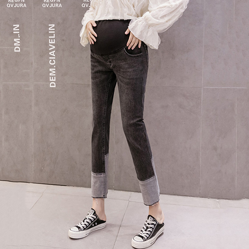 孕妇春秋款外穿直筒裤潮妈牛仔裤 俏爱人孕妇直筒裤