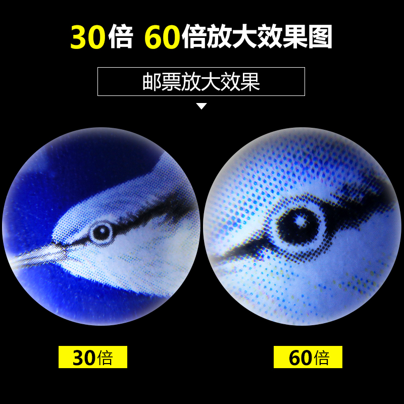 30倍60倍地质放大镜高倍LED灯看钻石腰围码玉石珠宝古玩鉴定工具