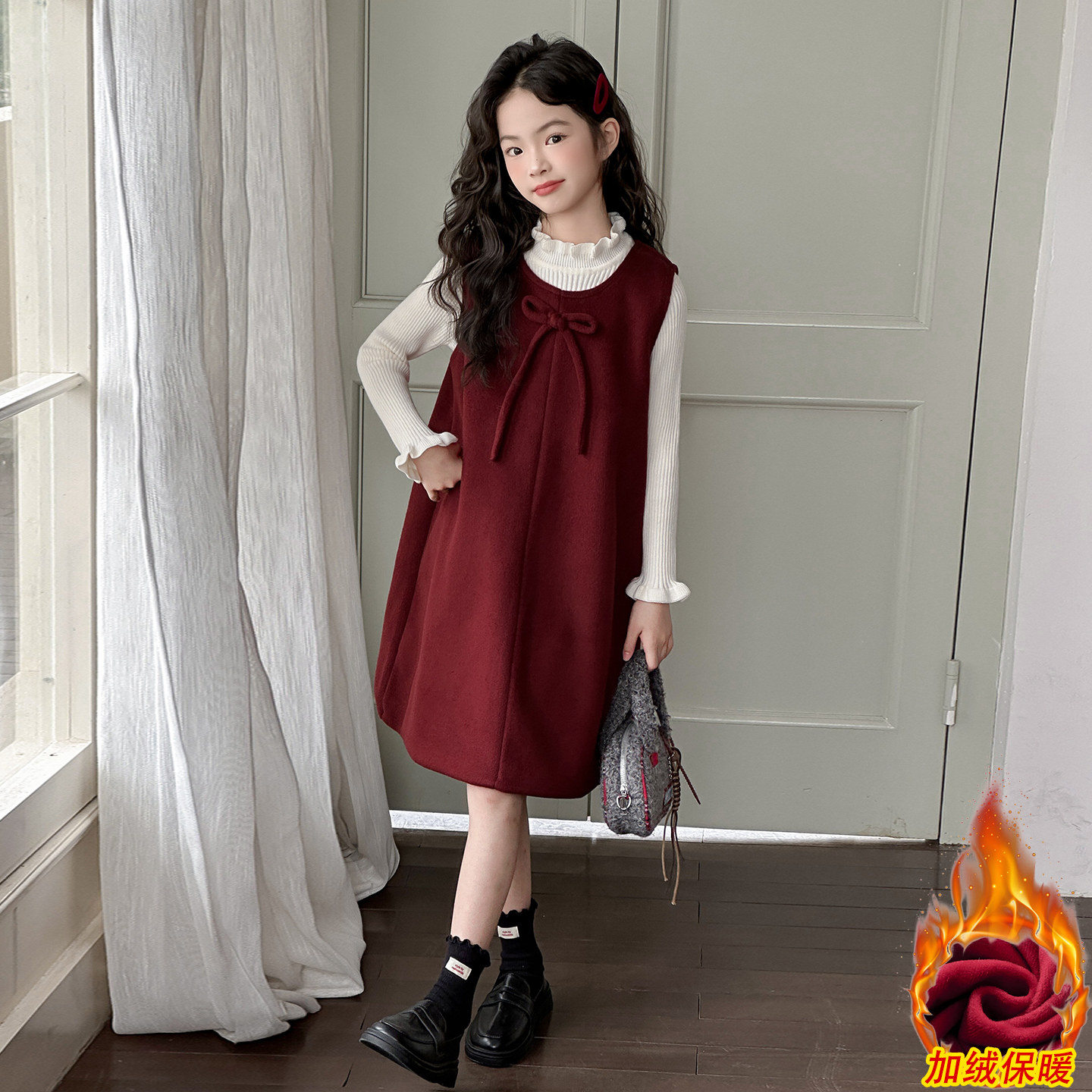 小香风背心裙女童秋冬2025新款洋气中大童超好看公主裙拜年服套裙,淘宝优惠券,粉丝福利购,淘宝优惠卷