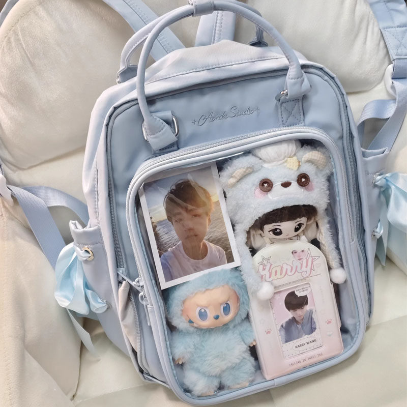 AORDA 高级感丝带小食量灰色痛包透明书包双肩背包吧唧10cm遛娃包,淘宝优惠券,粉丝福利购,淘宝优惠卷