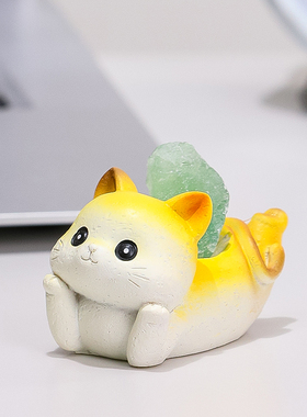 甜甜小猫水晶摆件办公桌面搭子