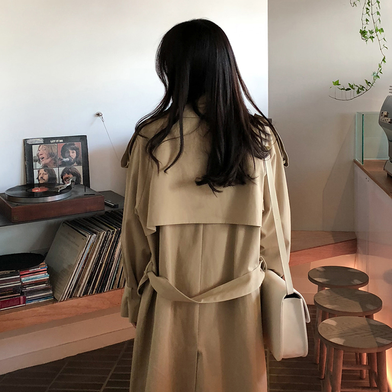 流行宽松女装潮 ins 春秋新款 2019 韩版中长款风衣外套小个子卡其色 流行宽松女装潮 ins 春秋新款 2019 韩版中长款风衣外套小个子卡其色