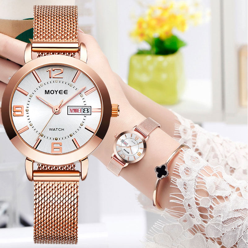 潮流女士钢带学生韩版情侣表 moyee摩尔国产腕表