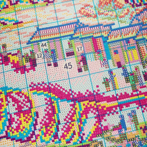 Kangxi South Tour Tour Cross Emlleckery 2023 Новая вышитая линия атмосферная ландшафтная картинка ландшафтная ландшафтная вышивка ручной работы ручной работы ручной работы