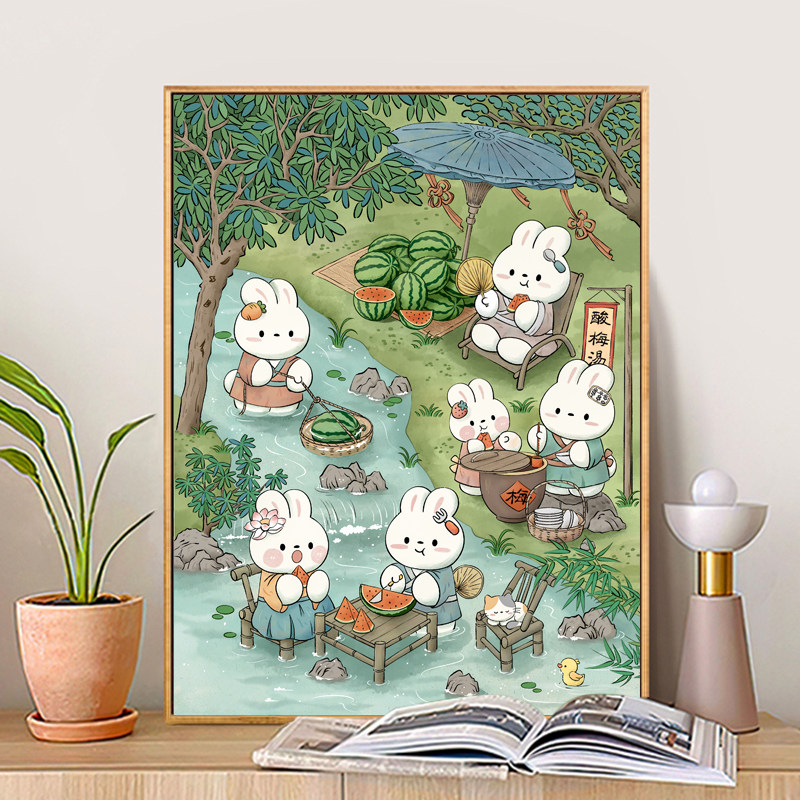 消夏兔十字绣2025新款高级客厅满绣玄关可爱卡通年轻人简单手工绣,淘宝优惠券,粉丝福利购,淘宝优惠卷