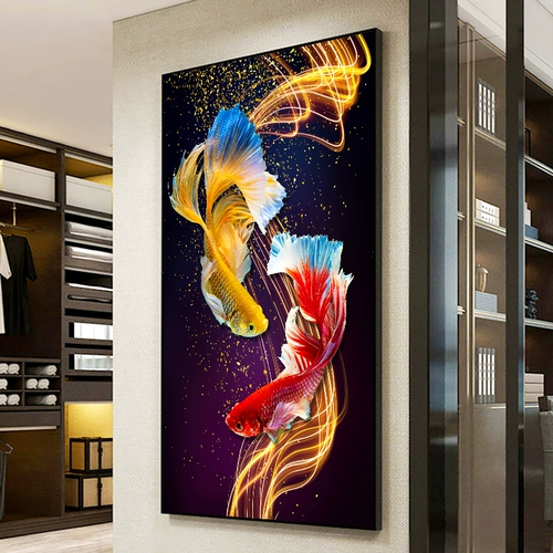 2023 Новая вышитая вышитая вышивка Comem Comem Koi Line Emelcodery Задняя простая современная спальня крыльца Вертикальная версия вышивки ручной работы