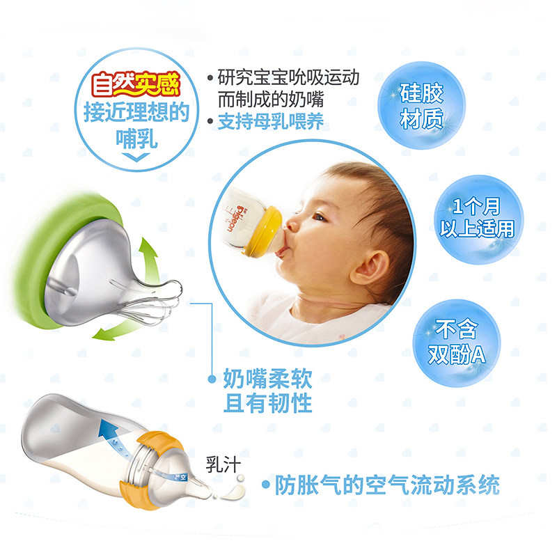 贝亲宽口径标准防母乳实感硅胶奶嘴 巧可母婴奶嘴/安抚奶嘴