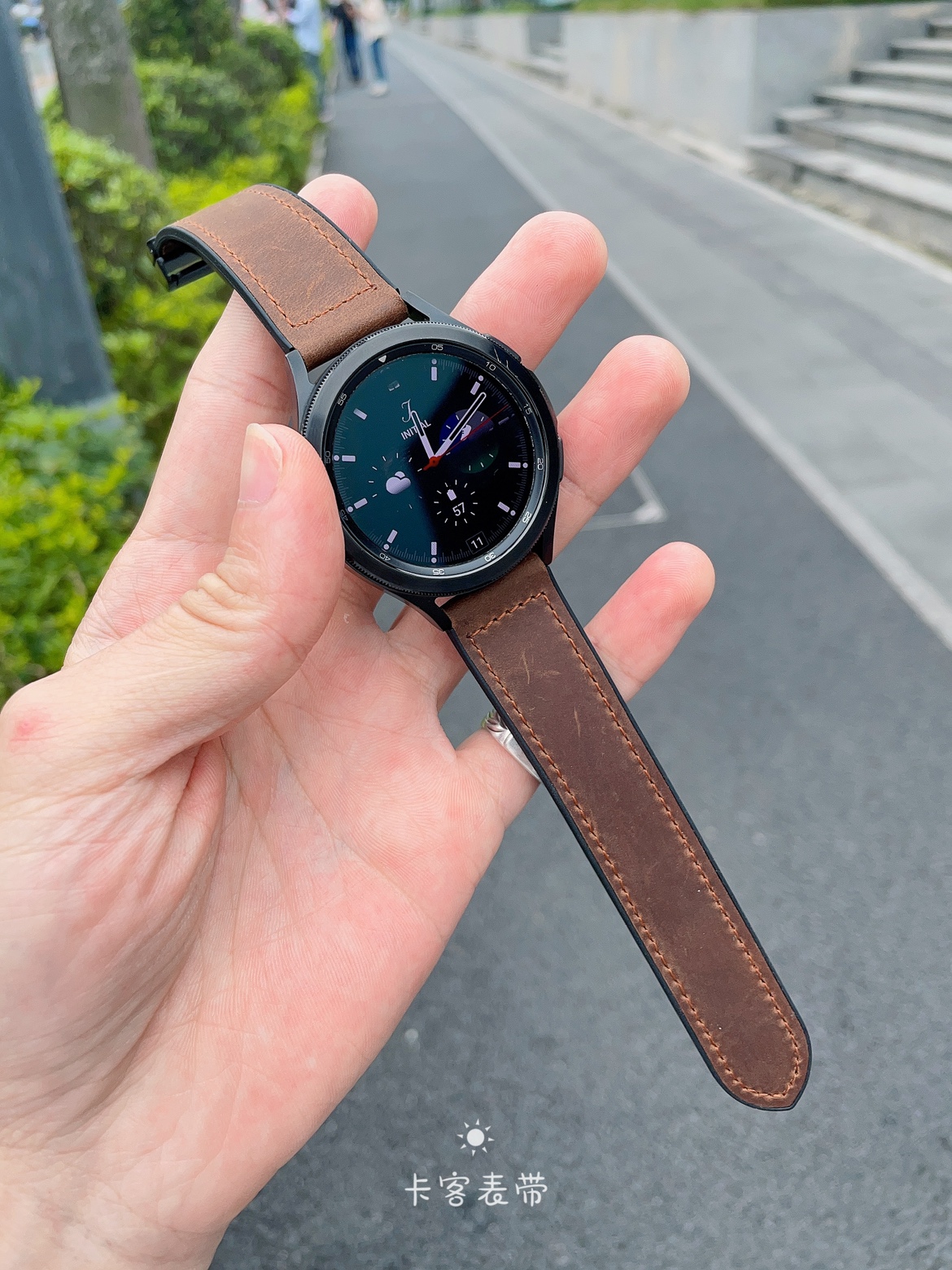 疯马纹皮适用三星手表Galaxy Watch 4classic表带5pro真皮磁吸扣6 - 图2