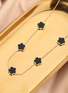 时尚贝母幸运钛钢锁骨链