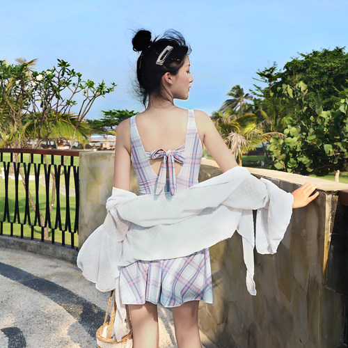 2026新款游泳衣女夏季连体三件套防晒显瘦遮肚网红风温泉保守学生 - 图3
