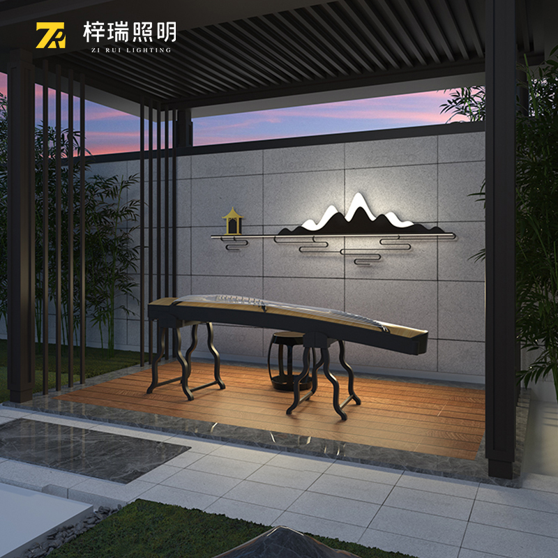 新中式太阳能户外壁灯别墅花园影壁墙灯饰室外庭院围墙装饰氛围灯-图2
