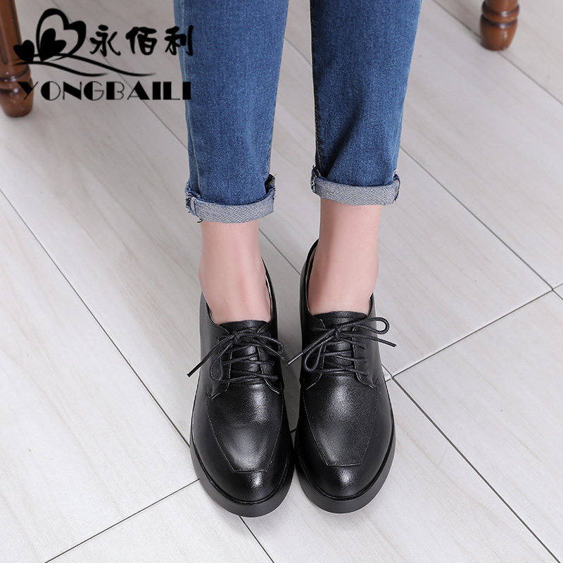 深口真皮单鞋2025春季新款粗跟牛皮系带皮鞋粗跟高跟百搭女鞋子,淘宝优惠券,粉丝福利购,淘宝优惠卷