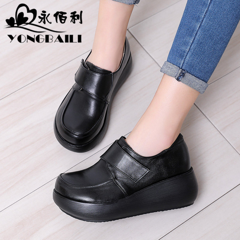 2025春季新款原创厚底高跟松糕牛皮单鞋女深口真皮舒适女鞋皮鞋,淘宝优惠券,粉丝福利购,淘宝优惠卷