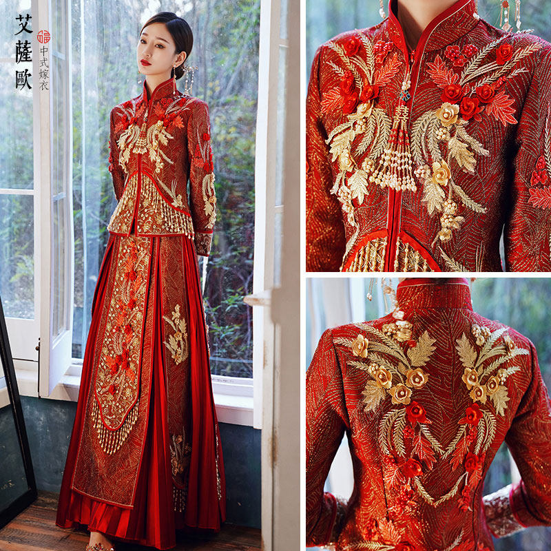 抖音款秀禾服新娘2020新款女敬酒服 艾萨欧旗袍