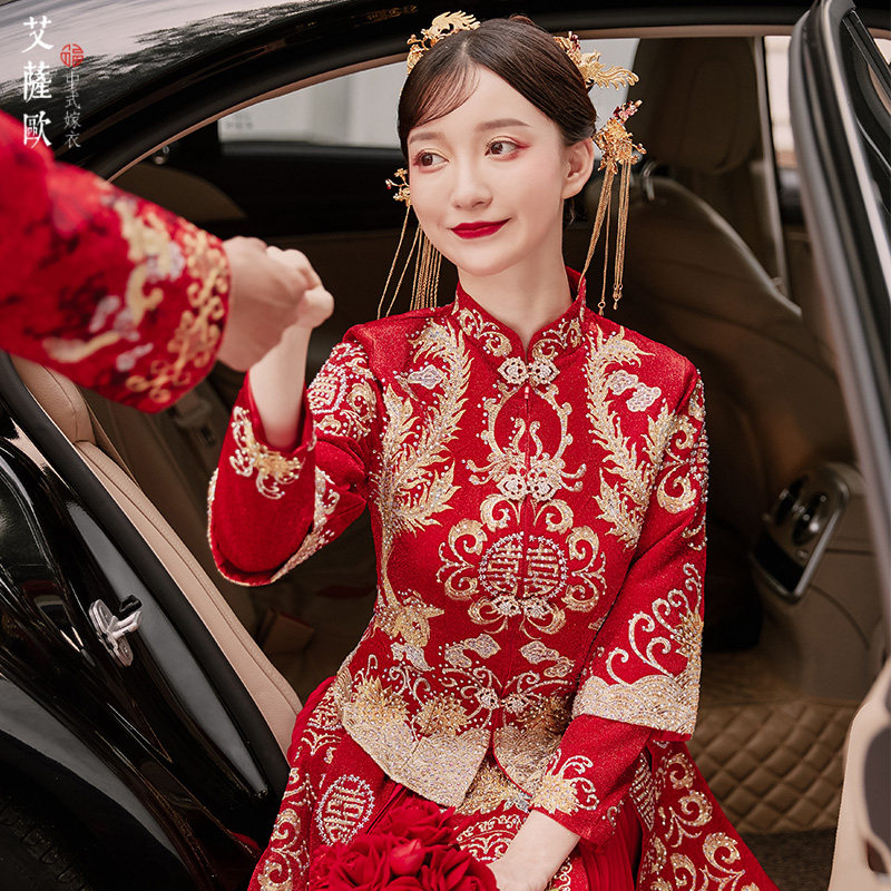 秀禾服新娘2021新款结婚冬季婚纱 艾萨欧旗袍