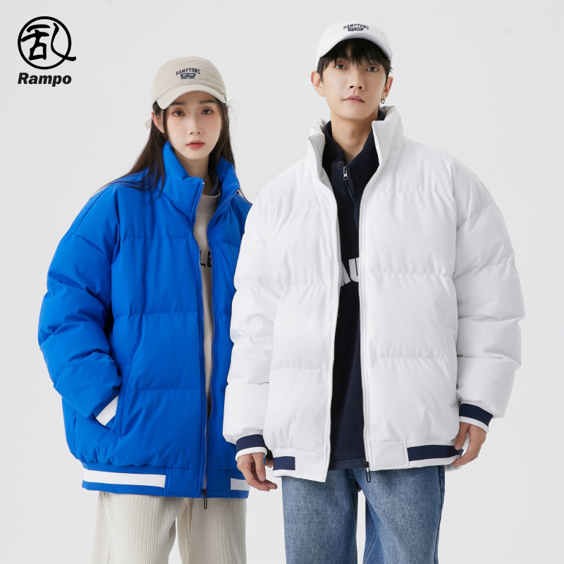 棉服男款冬季2024新款潮牌宽松加厚保暖立领面包服休闲情侣防寒服