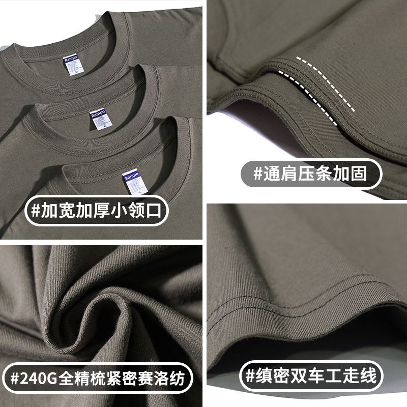 美式简约纯色260克重磅纯棉短袖t恤男女夏季tshirt情侣装打底上衣 - 图2