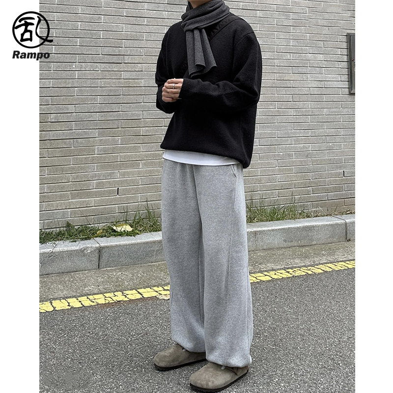纯色毛衣男冬季圆领针织衫2024新款潮流时尚青少年情侣保暖毛线衣
