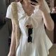 ເສື້ອຍືດຄໍ v-neck ທີ່ມີເນື້ອໜັງຂະໜາດໃຫຍ່ທີ່ປົກຄຸມແບບຝຣັ່ງທີ່ບໍລິສຸດຂອງຄວາມຮັກ