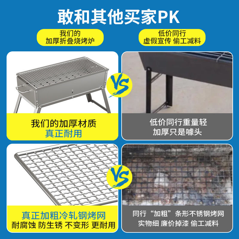 烧烤炉家用折叠便携式烧烤架小型木炭烤炉烤肉架户外烤炉烧烤工具 - 图2