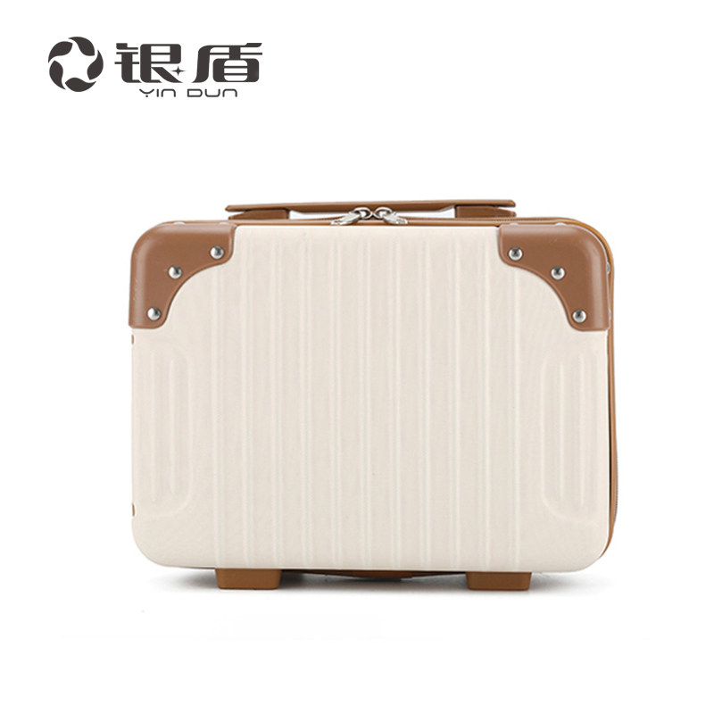 手提复古小型女14寸登机收纳行李箱 银盾箱包旅行箱