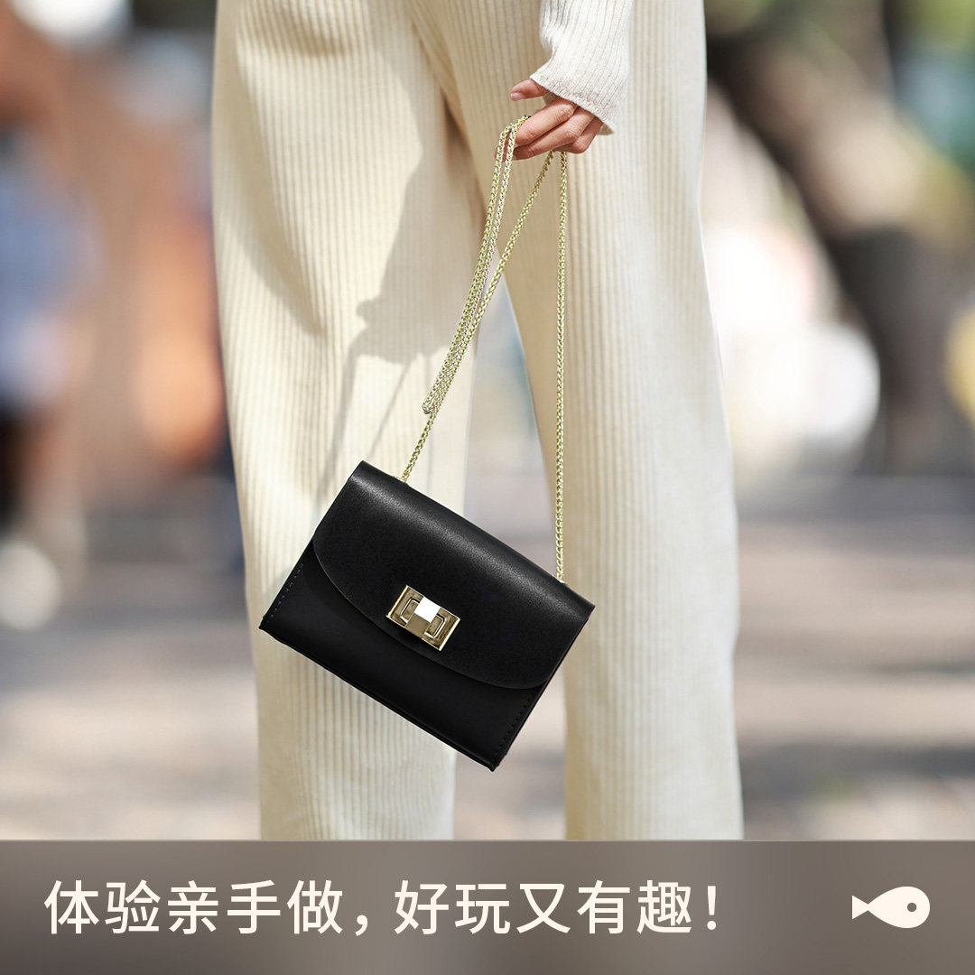 蠢小鱼原创设计豆腐小方包女真牛皮斜挎单肩diy手工材料包自制作,淘宝优惠券,粉丝福利购,淘宝优惠卷