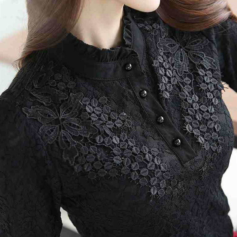 蕾丝加绒2020新款内搭女士小衫衬衫 恋上17号蕾丝衫/雪纺衫