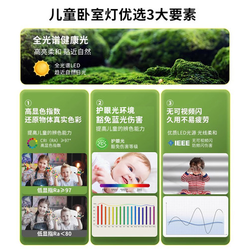 卧室灯现代简约led吸顶灯书房主卧全光谱护眼男孩子儿童房间灯具 - 图3