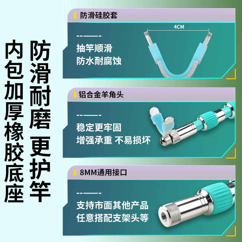 碳素支架钓鱼架杆台钓大物架钓箱手竿地插架杆多功能钓椅炮台支架 - 图0