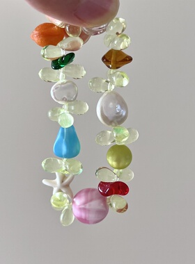 HEIXIN STUDIO手作 泪眼系列 捷克琉璃珠春夏清新ins小众手串066